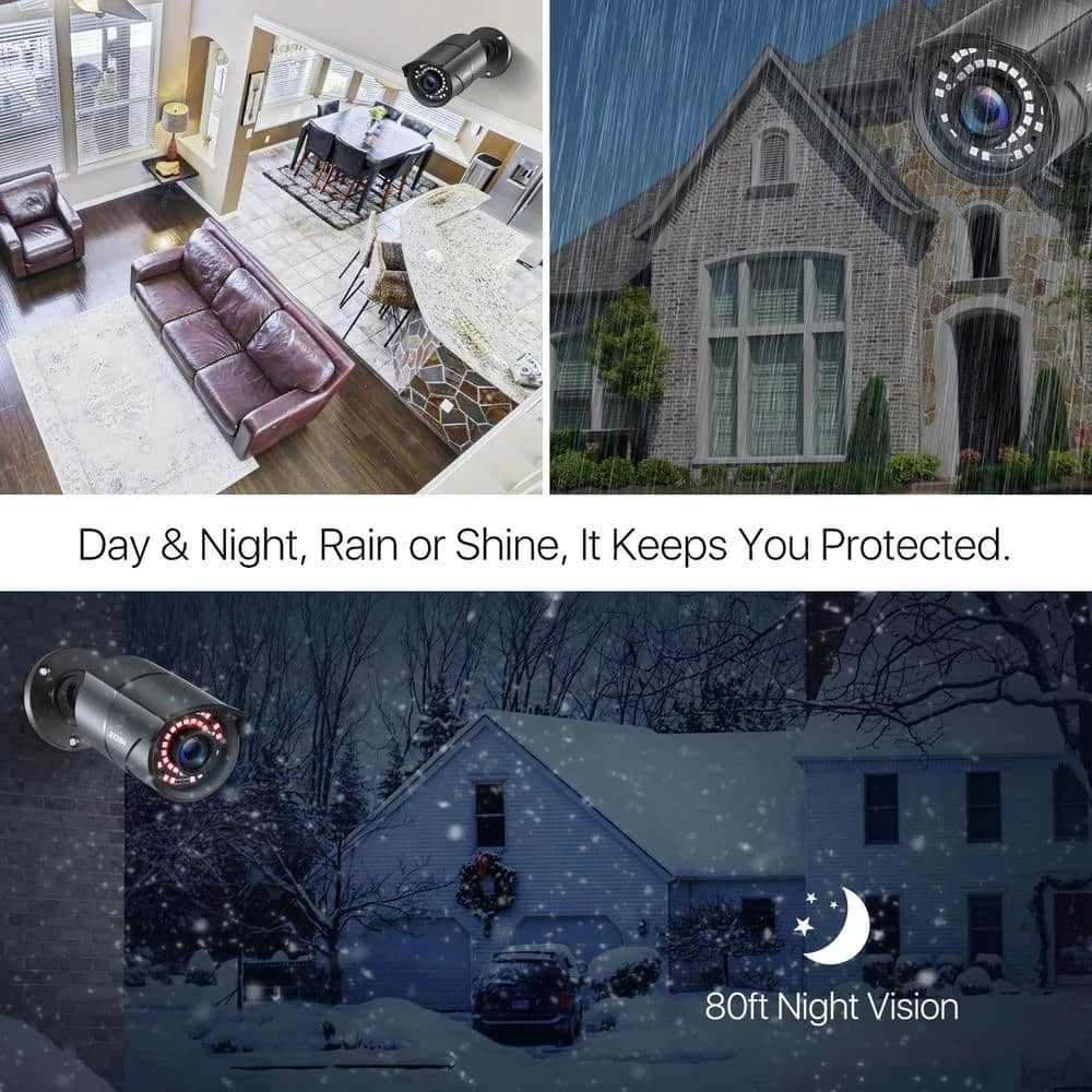 Wired 1080p Black Outdoor Bullet TVI Security Camera Compatible for TVI DVRs (4-Pack) by ZOSI 11 Wired 1080p Black Outdoor Bullet TVI Security Camera Compatible for TVI DVRs (4-Pack) by ZOSI - Image 9