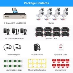 H.265+ 8-Channel 5MP-Lite 2TB Hard Drive DVR Security Camera System with 8X 1080p Wired Bullet Cameras by ZOSI -ProHT Sales Store black white zosi smart security camera systems 8fn 261w8 20 us 76 1000