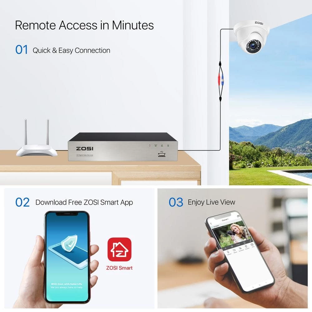 8-Channel 1080p 2TB DVR Security Camera System with 4 Wired Bullet Cameras and 4 Wired Dome Cameras by ZOSI 13 8-Channel 1080p 2TB DVR Security Camera System with 4 Wired Bullet Cameras and 4 Wired Dome Cameras by ZOSI - Image 11