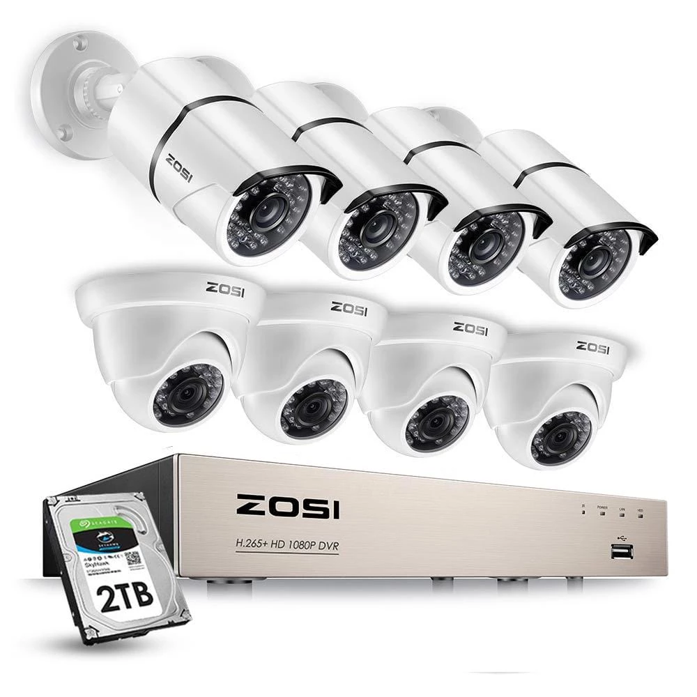 8-Channel 1080p 2TB DVR Security Camera System with 4 Wired Bullet Cameras and 4 Wired Dome Cameras by ZOSI 3 8-Channel 1080p 2TB DVR Security Camera System with 4 Wired Bullet Cameras and 4 Wired Dome Cameras by ZOSI