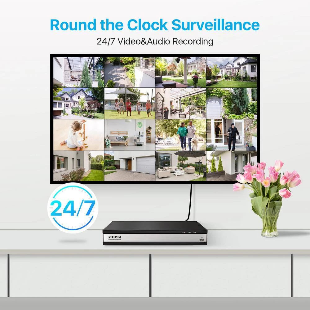 16-Channel 8MP PoE 4TB NVR Security Camera System with 12 Wired 8MP Spotlight IP Cameras, 2-Way Audio, Human Detection by ZOSI 11 16-Channel 8MP PoE 4TB NVR Security Camera System with 12 Wired 8MP Spotlight IP Cameras, 2-Way Audio, Human Detection by ZOSI - Image 9