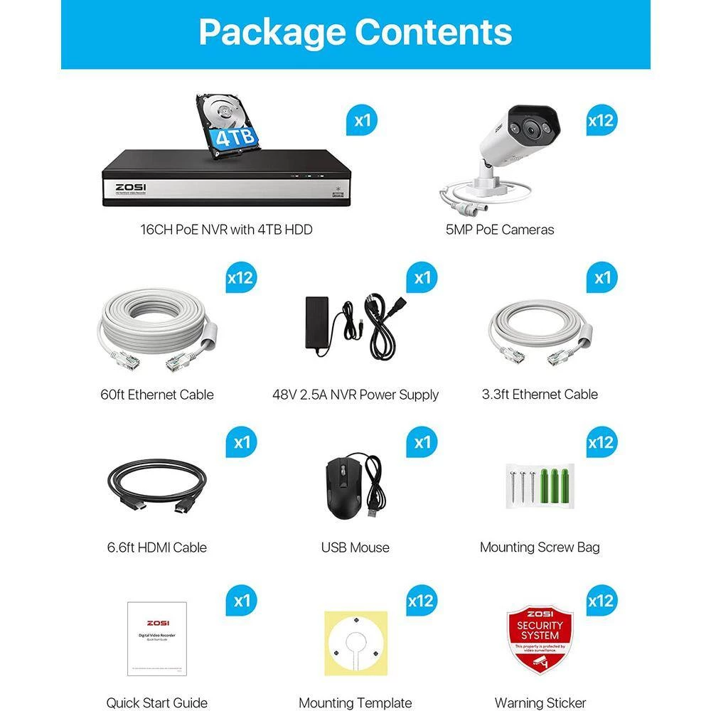 16-Channel 8MP PoE 4TB NVR Security Camera System with 12 Wired 8MP Spotlight IP Cameras, 2-Way Audio, Human Detection by ZOSI 12 16-Channel 8MP PoE 4TB NVR Security Camera System with 12 Wired 8MP Spotlight IP Cameras, 2-Way Audio, Human Detection by ZOSI - Image 10
