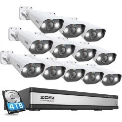 16-Channel 8MP PoE 4TB NVR Security Camera System with 12 Wired 8MP Spotlight IP Cameras, 2-Way Audio, Human Detection by ZOSI
