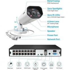 4K 16-Channel PoE 4TB NVR Security Camera System with 8X 5MP Wired Spotlight Cameras, Color Night Vision, 2-Way Audio by ZOSI -ProHT Sales Store black white zosi wired security camera systems 16sk 1825aw8 40 us a2 1f 1000