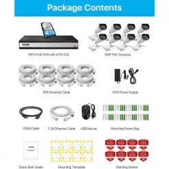 4K 16-Channel PoE 4TB NVR Security Camera System with 8X 5MP Wired Spotlight Cameras, Color Night Vision, 2-Way Audio by ZOSI -ProHT Sales Store black white zosi wired security camera systems 16sk 1825aw8 40 us a2 44 1000