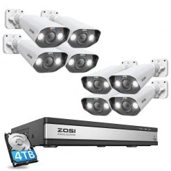 4K 16-Channel PoE 4TB NVR Security Camera System with 8X 5MP Wired Spotlight Cameras, Color Night Vision, 2-Way Audio by ZOSI