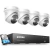 4K UHD 8-Channel 2TB PoE NVR Security Camera System with 4 8MP Wired Spotlight Cameras, Color Night Vision, 2-Way Audio by ZOSI 1 4K UHD 8-Channel 2TB PoE NVR Security Camera System with 4 8MP Wired Spotlight Cameras, Color Night Vision, 2-Way Audio by ZOSI -ProHT Sales Store black white zosi wired security camera systems 8dn 2258w4 20 us 64 1000