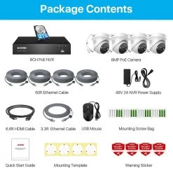 4K UHD 8-Channel 2TB PoE NVR Security Camera System with 4 8MP Wired Spotlight Cameras, Color Night Vision, 2-Way Audio by ZOSI -ProHT Sales Store black white zosi wired security camera systems 8dn 2258w4 20 us fa 1000