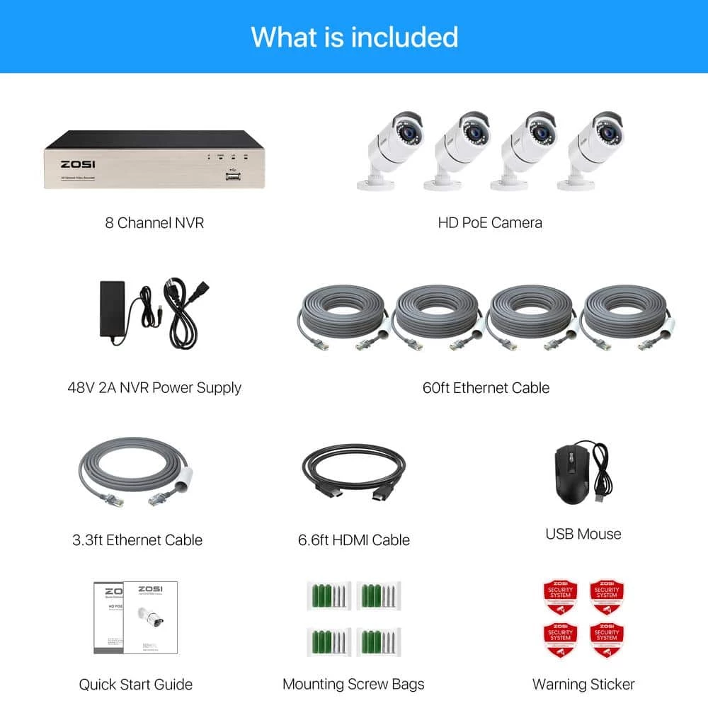 8-Channel 5MP 1TB POE NVR Security Camera Surveillance System with 4 Wired Bullet Cameras by ZOSI 11 8-Channel 5MP 1TB POE NVR Security Camera Surveillance System with 4 Wired Bullet Cameras by ZOSI - Image 9