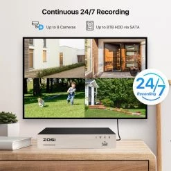 8-Channel 5MP 1TB POE NVR Security Camera Surveillance System with 4 Wired Bullet Cameras by ZOSI 21 8-Channel 5MP 1TB POE NVR Security Camera Surveillance System with 4 Wired Bullet Cameras by ZOSI -ProHT Sales Store black white zosi wired security camera systems 8en 2615w4s 20s fa 1000