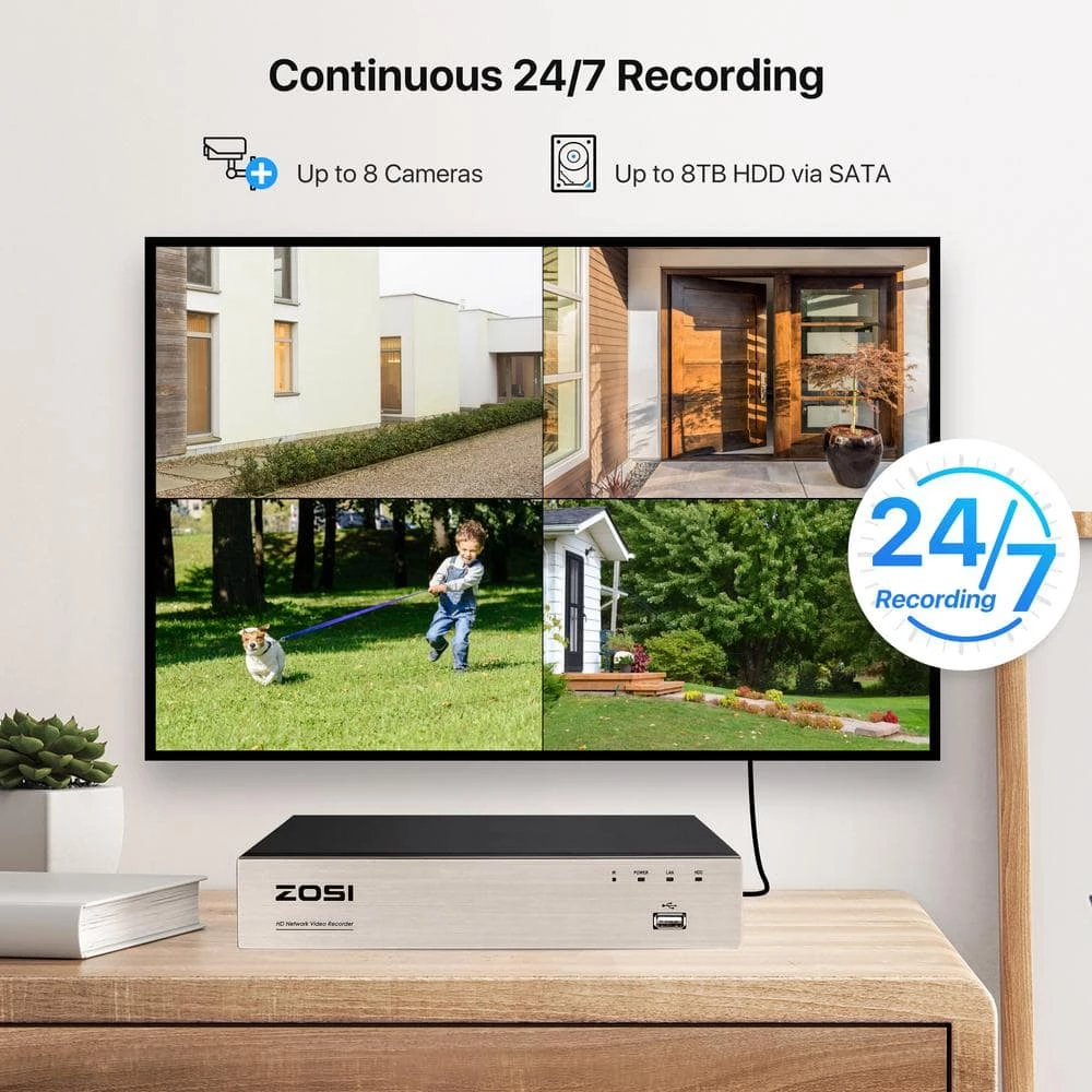 8-Channel 5MP 1TB POE NVR Security Camera Surveillance System with 4 Wired Bullet Cameras by ZOSI 12 8-Channel 5MP 1TB POE NVR Security Camera Surveillance System with 4 Wired Bullet Cameras by ZOSI - Image 10