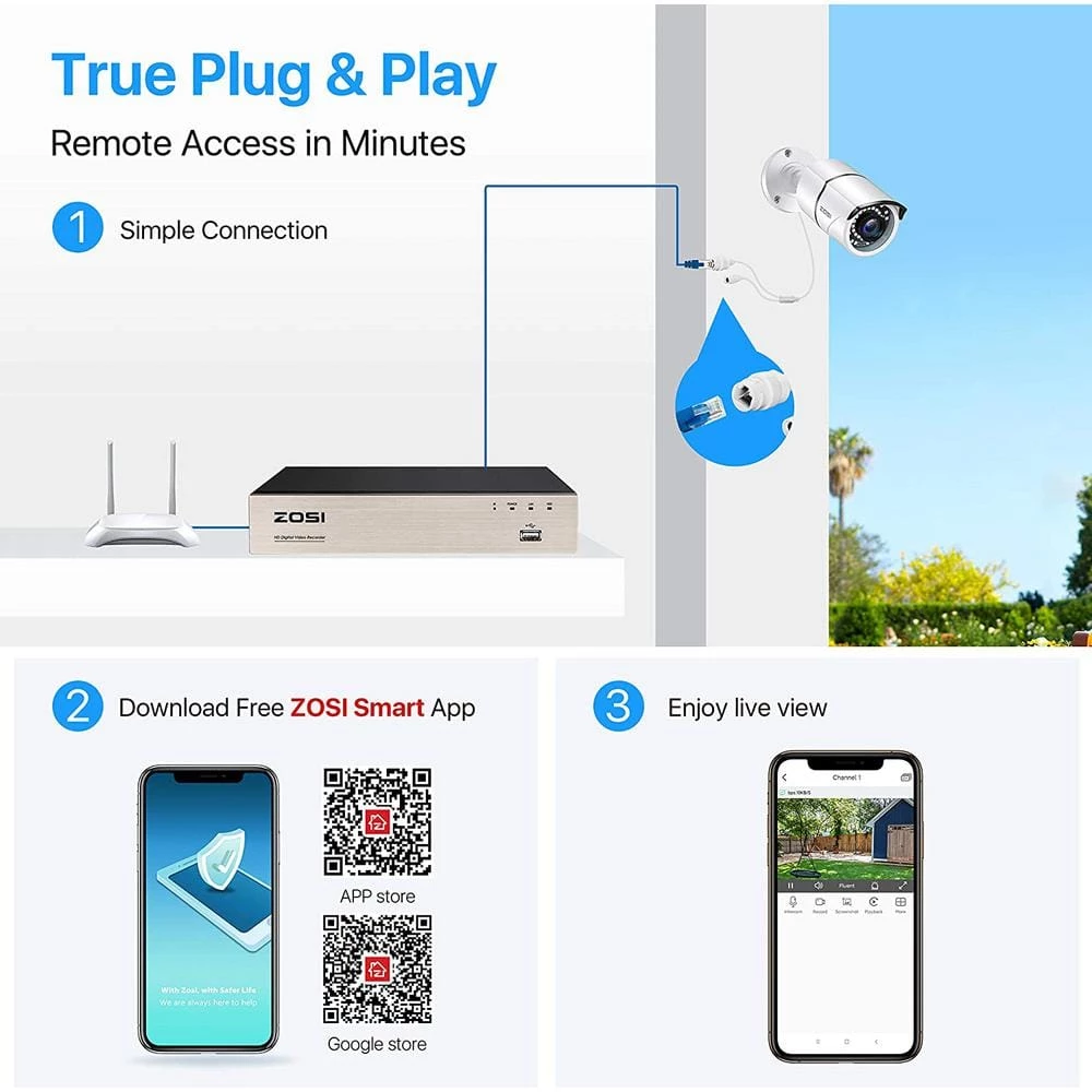 8-Channel 5MP 2TB POE NVR Security Camera System with 8 Wired Bullet Outdoor Camera, 120 ft. Night Vision by ZOSI 10 8-Channel 5MP 2TB POE NVR Security Camera System with 8 Wired Bullet Outdoor Camera, 120 ft. Night Vision by ZOSI - Image 8