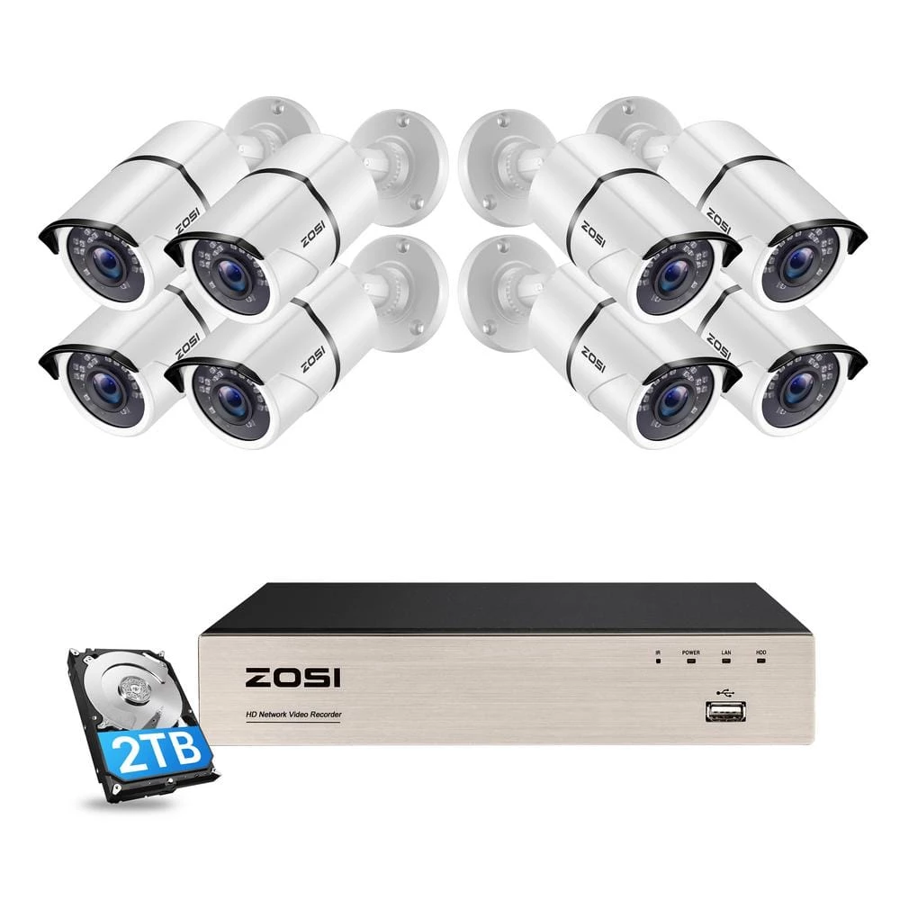 8-Channel 5MP 2TB POE NVR Security Camera System with 8 Wired Bullet Outdoor Camera, 120 ft. Night Vision by ZOSI 3 8-Channel 5MP 2TB POE NVR Security Camera System with 8 Wired Bullet Outdoor Camera, 120 ft. Night Vision by ZOSI