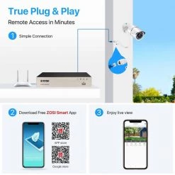 8-Channel 5MP 2TB POE NVR Security Camera System with 8 Wired Bullet Camera by ZOSI -ProHT Sales Store black white zosi wired security camera systems 8en 2615w8s 20a 1f 1000