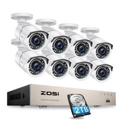 8-Channel 5MP 2TB POE NVR Security Camera System with 8 Wired Bullet Camera by ZOSI