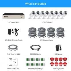 8-Channel 5MP 2TB POE NVR Security Camera System with 8 Wired Bullet Camera by ZOSI -ProHT Sales Store black white zosi wired security camera systems 8en 2615w8s 20a fa 1000