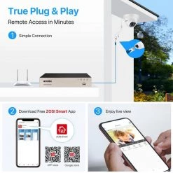 8-Channel 5Mp PoE 1TB Hard Drive NVR Security Camera System with 5Mp 4-Wired Dome Cameras by ZOSI -ProHT Sales Store black white zosi wired security camera systems 8en 4285w4 10 us 1f 1000