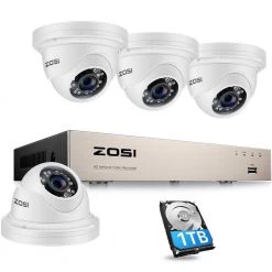 8-Channel 5Mp PoE 1TB Hard Drive NVR Security Camera System with 5Mp 4-Wired Dome Cameras by ZOSI