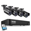 H.265+ 8-Channel 5MP-LITE DVR 1TB Hard Drive Security Camera System with 4 1080p Wired Bullet Cameras, Remote Access by ZOSI -ProHT Sales Store black white zosi wired security camera systems 8vm 211b4s 10 64 1000