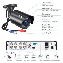 H.265+ 8-Channel 5MP-LITE DVR 1TB Hard Drive Security Camera System with 4 1080p Wired Bullet Cameras, Remote Access by ZOSI -ProHT Sales Store black white zosi wired security camera systems 8vm 211b4s 10 c3 1000