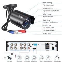 8-Channel 5MP-Lite 2TB DVR Security Camera System with 8 1080p Outdoor Wired Cameras, Surveillance System by ZOSI -ProHT Sales Store black white zosi wired security camera systems 8vm 211b8s 20 us c3 1000