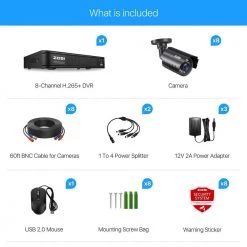8-Channel 5MP-Lite 2TB DVR Security Camera System with 8 1080p Outdoor Wired Cameras, Surveillance System by ZOSI -ProHT Sales Store black white zosi wired security camera systems 8vm 211b8s 20 us fa 1000