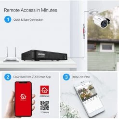 H.265+ 8 Channel 5MP-LITE DVR 1TB Hard Drive Security Camera System with 4 1080p Wired Cameras, Remote Access by ZOSI 21 H.265+ 8 Channel 5MP-LITE DVR 1TB Hard Drive Security Camera System with 4 1080p Wired Cameras, Remote Access by ZOSI -ProHT Sales Store black white zosi wired security camera systems 8vm 211w4s 10 1f 1000