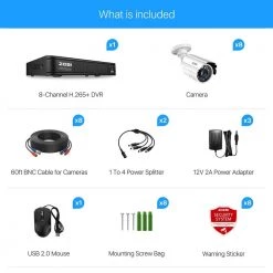 8-Channel 5MP-Lite 2TB DVR Security Camera System with 8 1080p Outdoor Wired Cameras, 80 ft. Night Vision by ZOSI -ProHT Sales Store black white zosi wired security camera systems 8vm 211w8s 20 us 44 1000