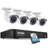 8 Channel 5MP-Lite 1TB DVR Outdoor/Indoor Security Camera System with 4 1080p Wired Bullet Cameras by ZOSI