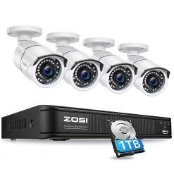 8 Channel 5MP-Lite 1TB DVR Outdoor/Indoor Security Camera System with 4 1080p Wired Bullet Cameras by ZOSI