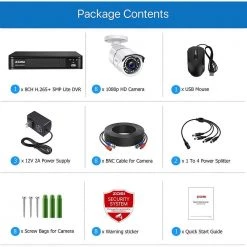 8 Channel 5MP-Lite 1TB DVR Outdoor/Indoor Security Camera System with 8 1080p Wired Bullet Cameras by ZOSI -ProHT Sales Store black white zosi wired security camera systems 8vm 261w8s 10 us 1f 1000