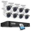 8 Channel 5MP-Lite 1TB DVR Outdoor/Indoor Security Camera System with 8 1080p Wired Bullet Cameras by ZOSI