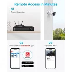 8 Channel 5MP-Lite 2TB DVR Outdoor/Indoor Security Camera System with 8 1080p Wired Bullet Cameras by ZOSI -ProHT Sales Store black white zosi wired security camera systems 8vm 261w8s 20 us 4f 1000