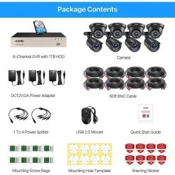 8-Channel 5MP-Lite 1TB Hard Drive DVR Security Camera System with 1080p Wired Dome Cameras +1080p Wired Bullet Cameras by ZOSI 24 8-Channel 5MP-Lite 1TB Hard Drive DVR Security Camera System with 1080p Wired Dome Cameras +1080p Wired Bullet Cameras by ZOSI -ProHT Sales Store black white zosi wired security camera systems 8vn 106x418b4s 10 us fa 1000