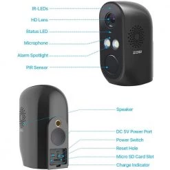 1080P Wireless Smart Wi-Fi Security IP Camera, Surveillance System by ZOSI -ProHT Sales Store black with solar panel zosi wireless security cameras ipc 6962m b s 1f 1000