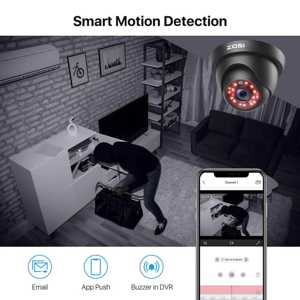 8-Channel 1080p 1TB Hard Drive DVR Security Camera System with 8-Wired Dome Cameras by ZOSI 5 8-Channel 1080p 1TB Hard Drive DVR Security Camera System with 8-Wired Dome Cameras by ZOSI - Image 3