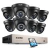 8-Channel 1080p 1TB Hard Drive DVR Security Camera System with 8-Wired Dome Cameras by ZOSI