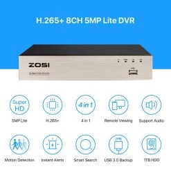 8-Channel 1080p 1TB Hard Drive DVR Security Camera System with 8-Wired Dome Cameras by ZOSI 19 8-Channel 1080p 1TB Hard Drive DVR Security Camera System with 8-Wired Dome Cameras by ZOSI -ProHT Sales Store black zosi wired security camera systems 8cn 418b8 10 us 66 1000
