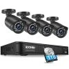 8-Channel 1080p 1TB Hard Drive DVR Security Camera System with 4 Wired Bullet Cameras by ZOSI -ProHT Sales Store black zosi wired security camera systems 8fn 261b4 10 us 64 1000