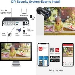 8-Channel 1080p 1TB DVR Surveillance System with 8-Wired Bullet Cameras by ZOSI -ProHT Sales Store black zosi wired security camera systems 8mn 106b8s 10us 1f 1000