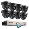 8-Channel 1080p 2TB Hard Drive DVR Security Camera System with 8-Wired Black Dome Cameras by ZOSI -ProHT Sales Store black zosi wired security camera systems 8mn 418b8s 20 64 1000