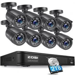 8-Channel 5MP-Lite 2TB DVR Surveillance System with 8 1080p Wired Bullet Cameras, 80 ft. Night Vision by ZOSI