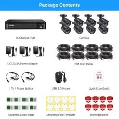 8-Channel 5MP-Lite 2TB DVR Surveillance System with 8 1080p Wired Bullet Cameras, 80 ft. Night Vision by ZOSI -ProHT Sales Store black zosi wired security camera systems 8vm 106b8s 20 us 76 1000