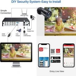 8-Channel 5MP-Lite 2TB DVR Surveillance System with 8 1080p Wired Bullet Cameras, 80 ft. Night Vision by ZOSI -ProHT Sales Store black zosi wired security camera systems 8vm 106b8s 20 us fa 1000