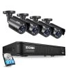 8-Channel 5MP-Lite DVR 2TB Hard Drive Security Camera System with 4 Wired Cameras, 80 ft. Night Vision by ZOSI -ProHT Sales Store black zosi wired security camera systems 8vm 211b4s 20 us 64 1000