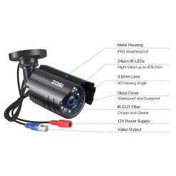 8-Channel 5MP-Lite DVR 2TB Hard Drive Security Camera System with 4 Wired Cameras, 80 ft. Night Vision by ZOSI -ProHT Sales Store black zosi wired security camera systems 8vm 211b4s 20 us 66 1000