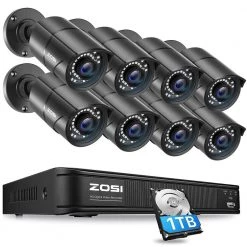 8-Channel 5Mp-Lite 1TB DVR Security Camera System with 8 1080p Outdoor Wired Bullet Cameras by ZOSI