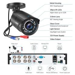 8-Channel 5Mp-Lite 1TB DVR Security Camera System with 8 1080p Outdoor Wired Bullet Cameras by ZOSI -ProHT Sales Store black zosi wired security camera systems 8vm 261b8s 10 us c3 1000