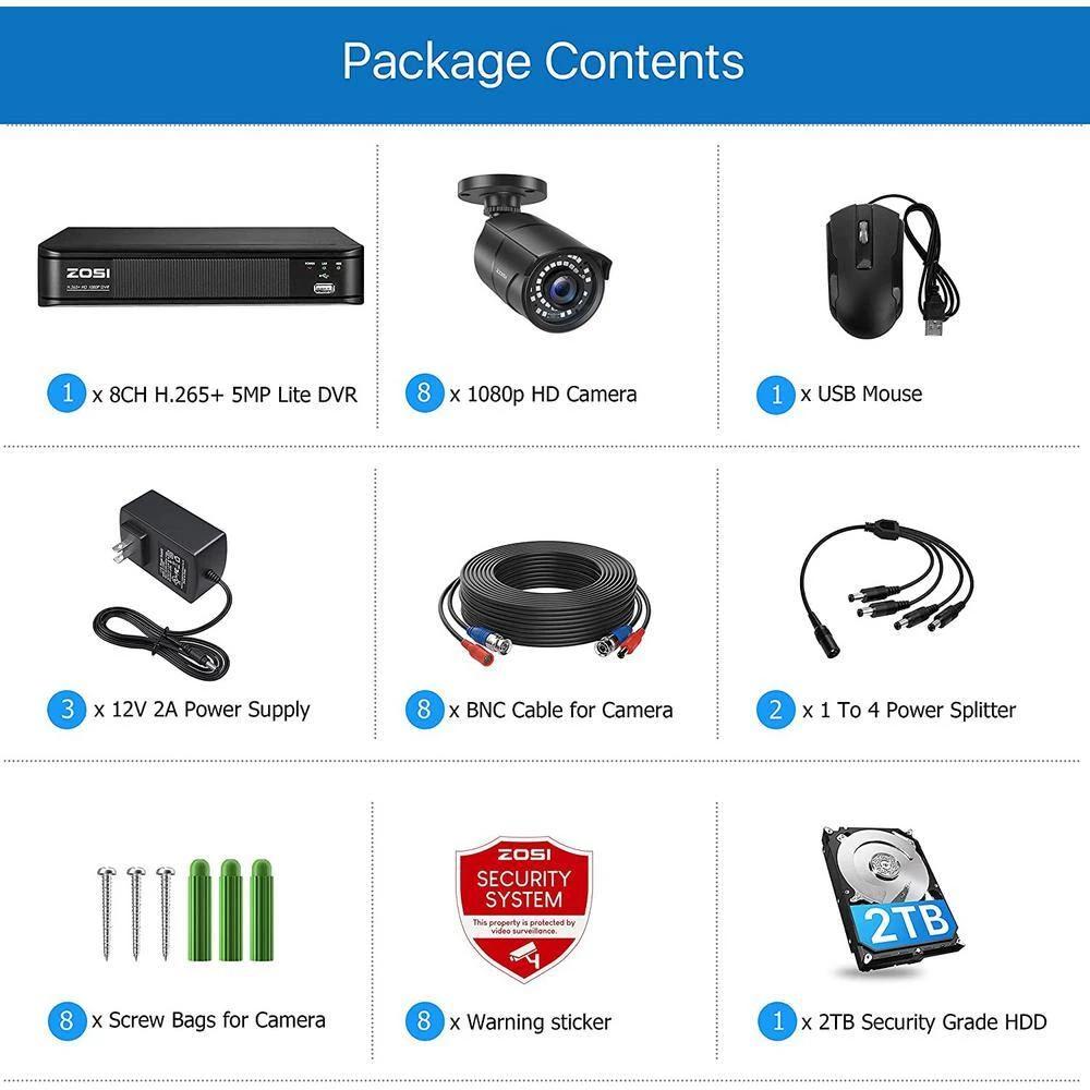 8-Channel 5MP-Lite 2TB DVR Security Camera System with 8 1080p Outdoor Wired Cameras, Surveillance System by ZOSI 12 8-Channel 5MP-Lite 2TB DVR Security Camera System with 8 1080p Outdoor Wired Cameras, Surveillance System by ZOSI - Image 10