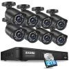 8-Channel 5MP-Lite 2TB DVR Security Camera System with 8 1080p Outdoor Wired Cameras, Surveillance System by ZOSI